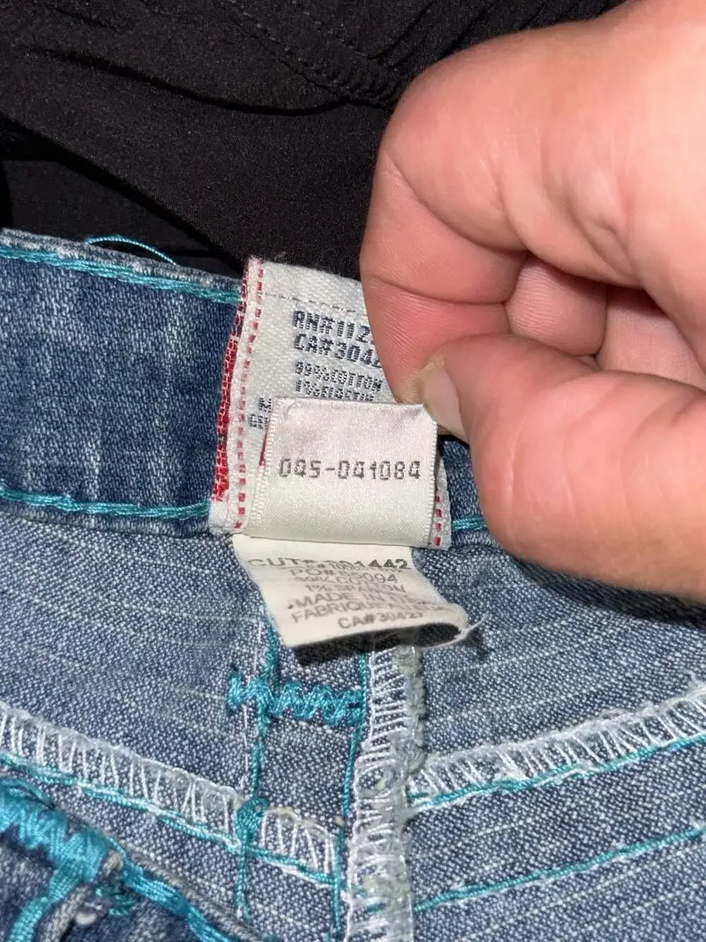 True Religion Billy Super T Teal Contrast Stitching Straight Leg Jeans